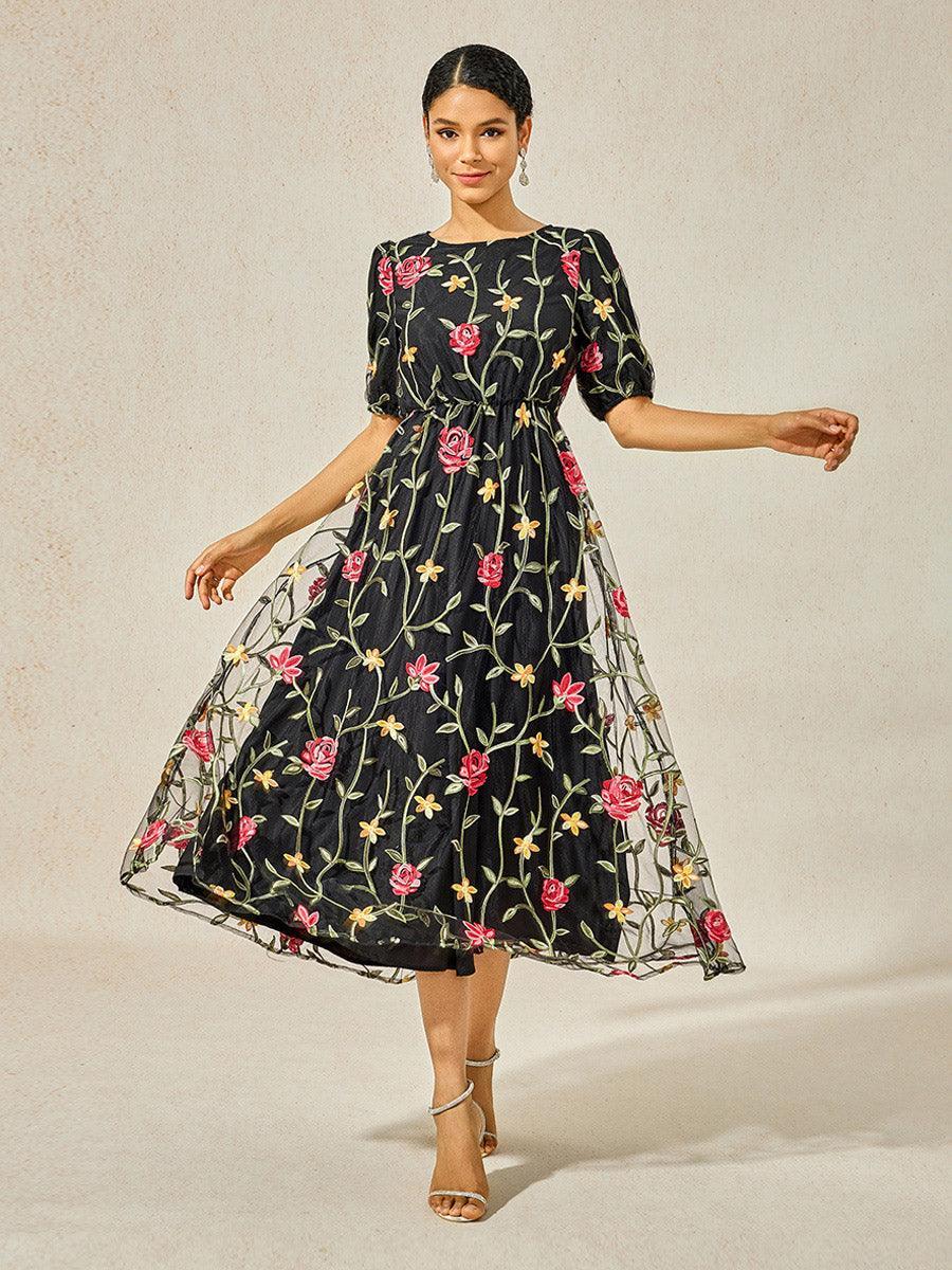 Leonora | Floral Lace Embroidered Maxi Dress