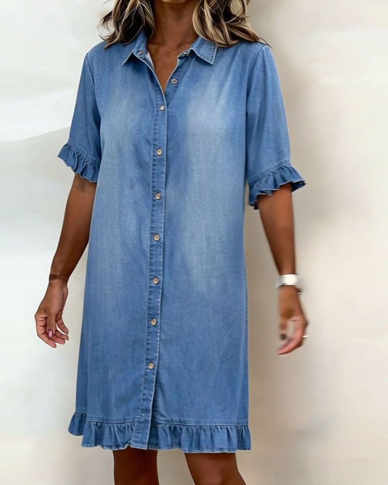 Aurelion® | Comfortable Denim Dress with Flattering Ruching