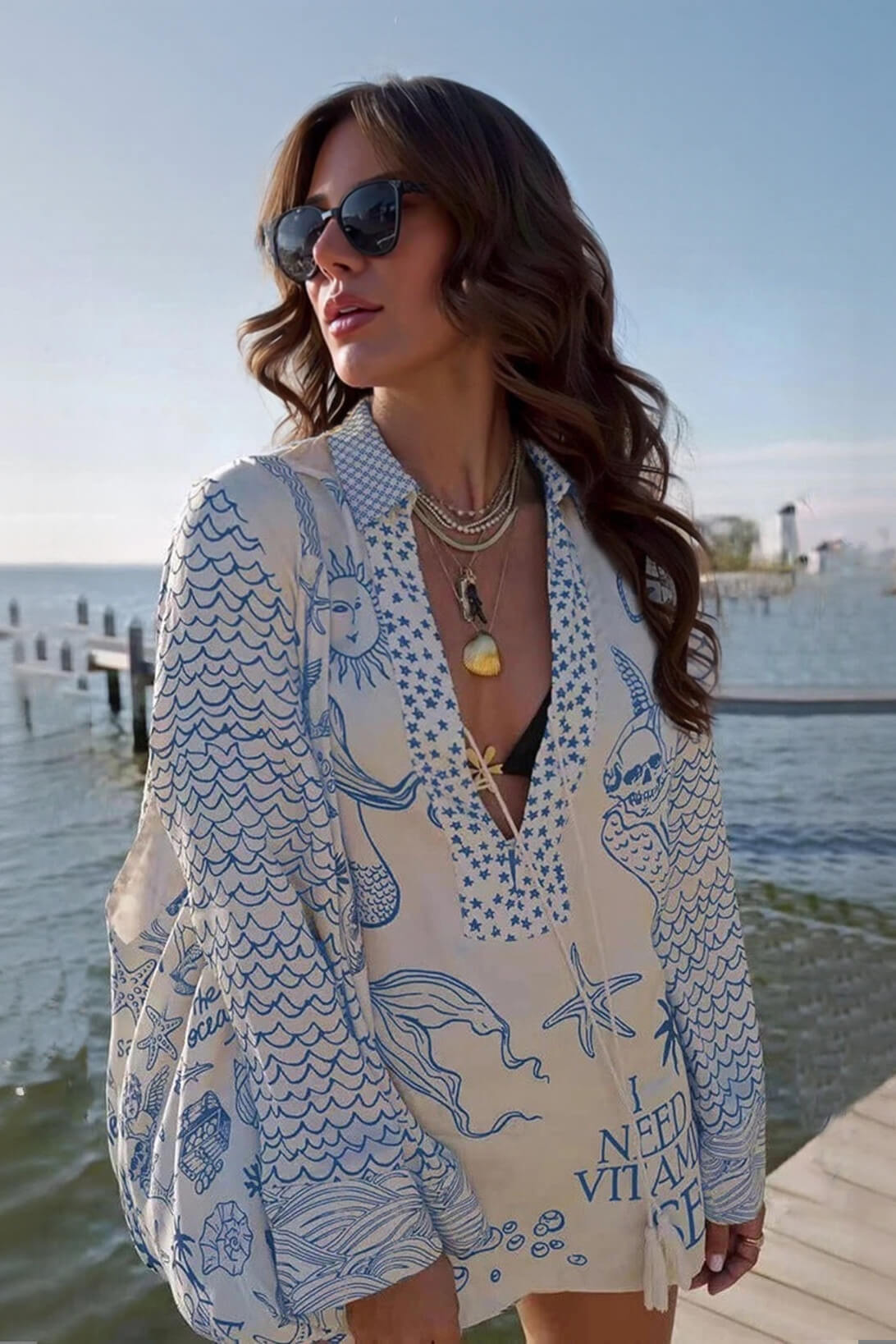 Sienna | Satin Print Fringe Shirt