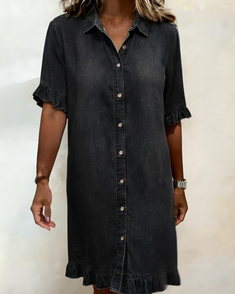 Aurelion® | Comfortable Denim Dress with Flattering Ruching
