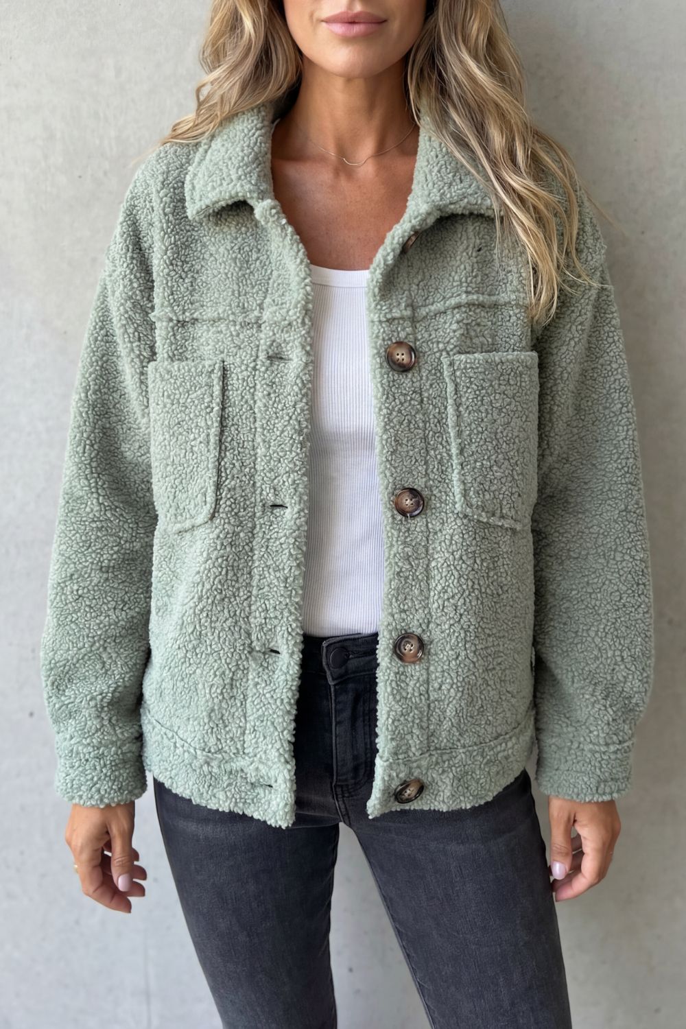 Floretta – Textured fleece style – Button-up jacket