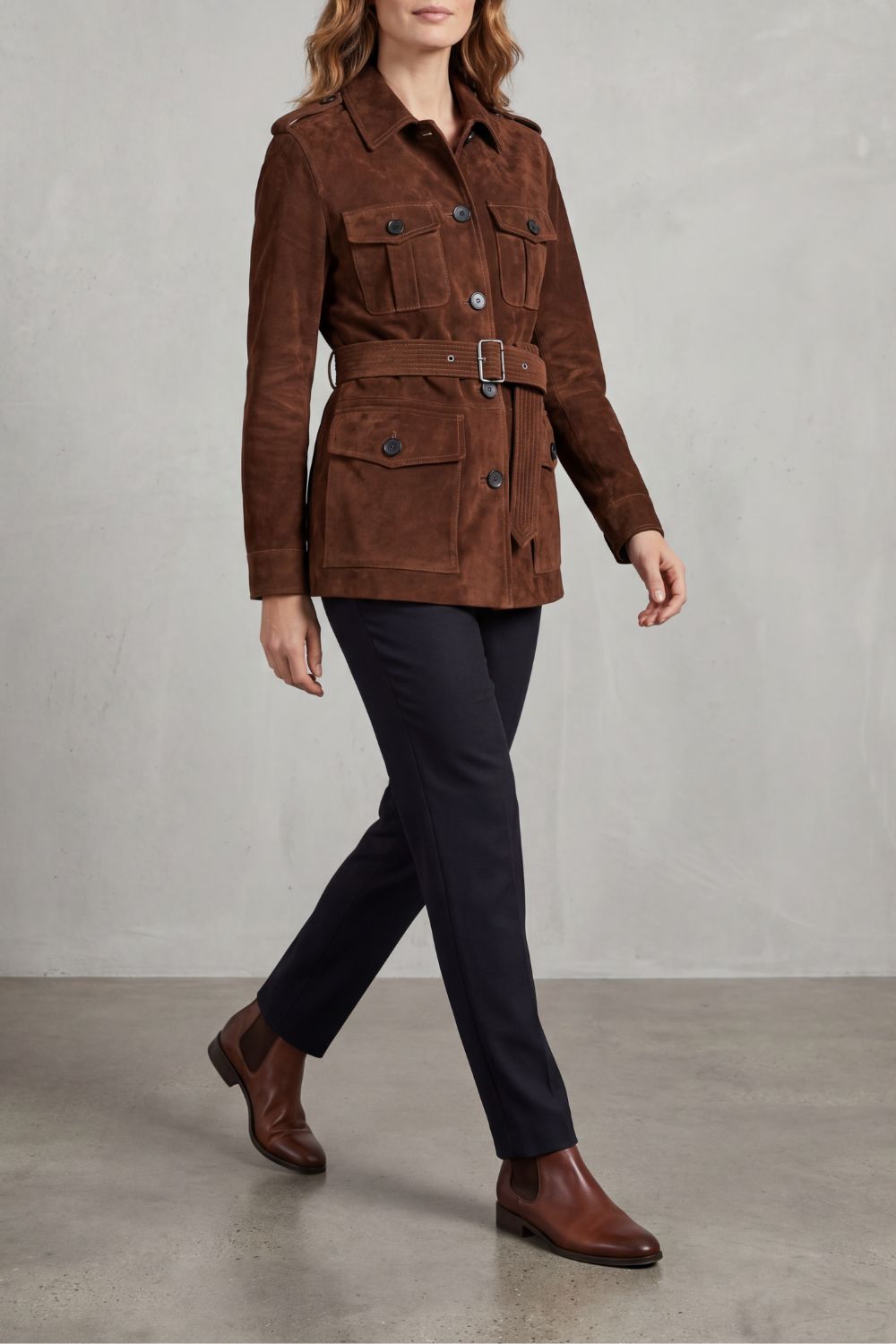 Valcarin – Belted suede style – Utility jacket