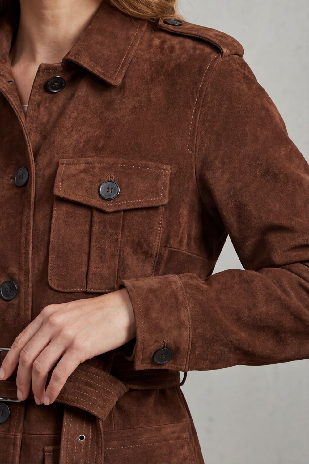 Valcarin – Belted suede style – Utility jacket