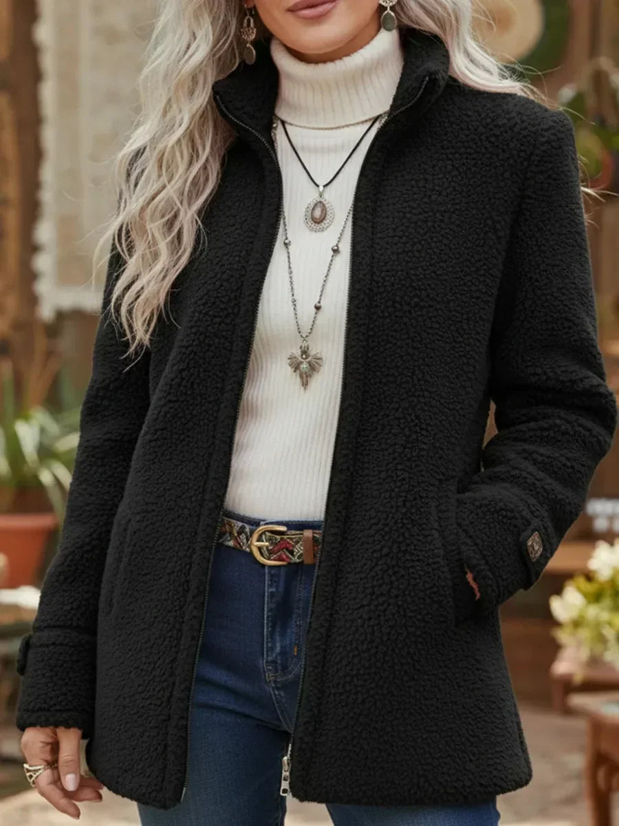 Cassandra Sherpa Zip Up Jacket