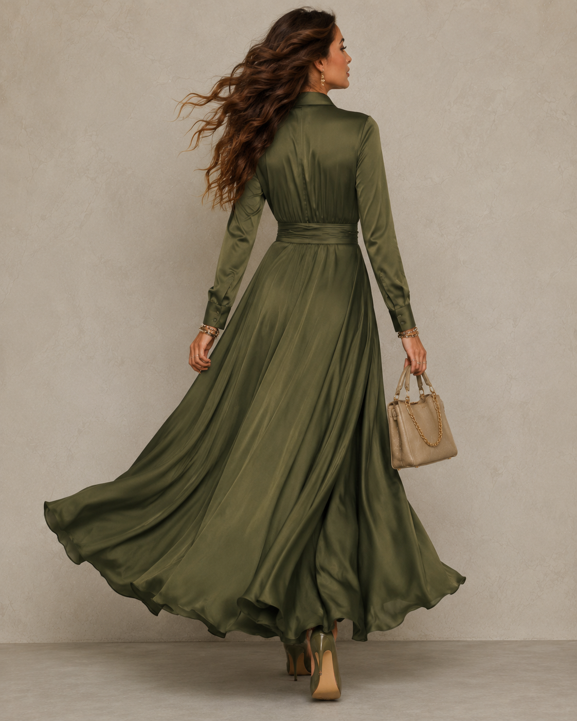 Hesper | Green Wrap Maxi Dress