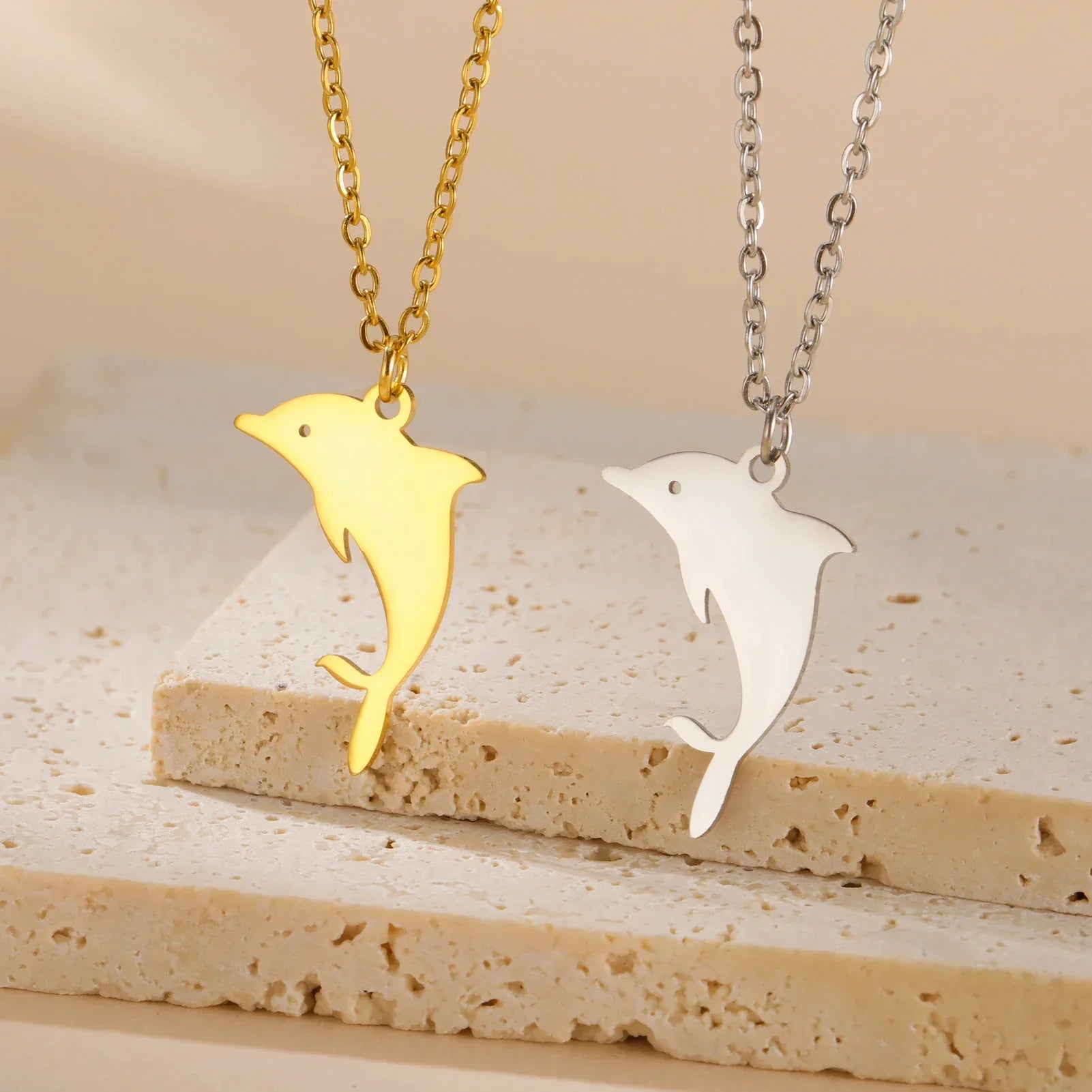 Dolphin Whale Octopus Pendant Necklace – Stainless Steel Marine Animal Jewelry for Women