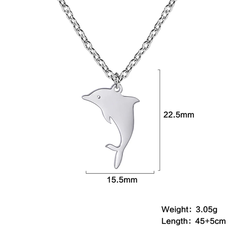 Dolphin Whale Octopus Pendant Necklace – Stainless Steel Marine Animal Jewelry for Women