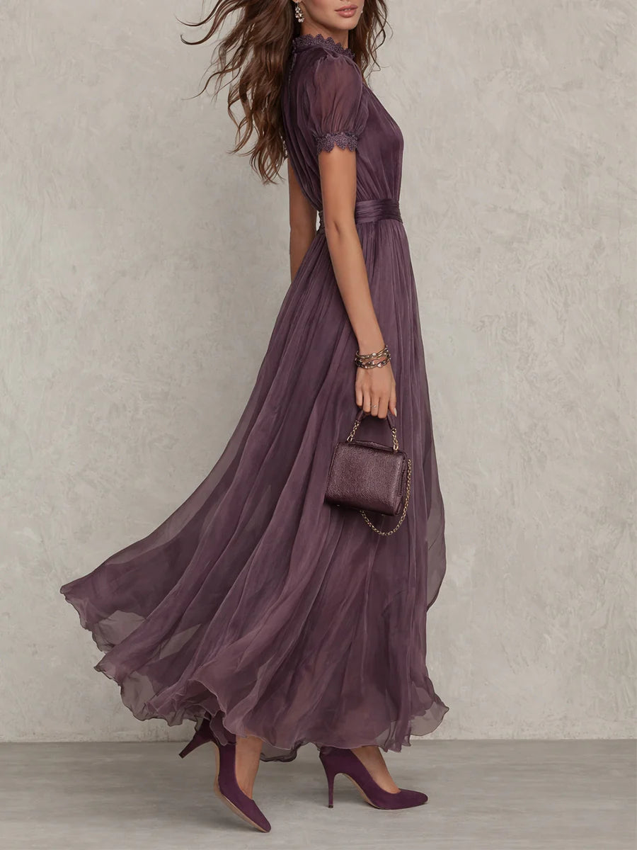 Calla | Pleated Puff Sleeve Midi Dress