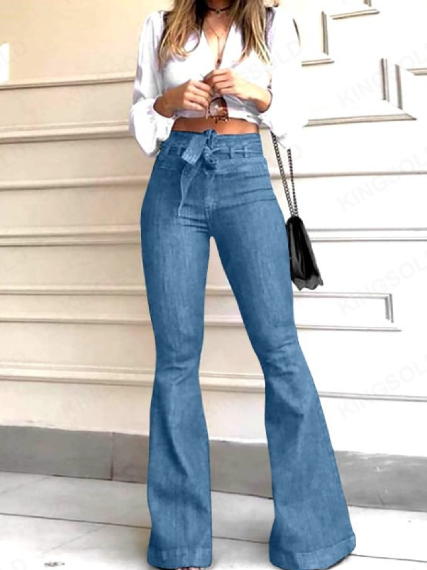 KYRA™ – Vintage Wide Leg Lace-Up Flared Pants