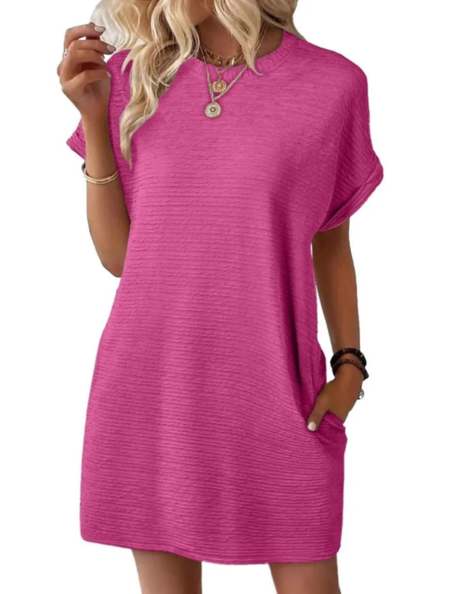 EVASHA™ – Casual Minimalist Round Neck Summer Dress