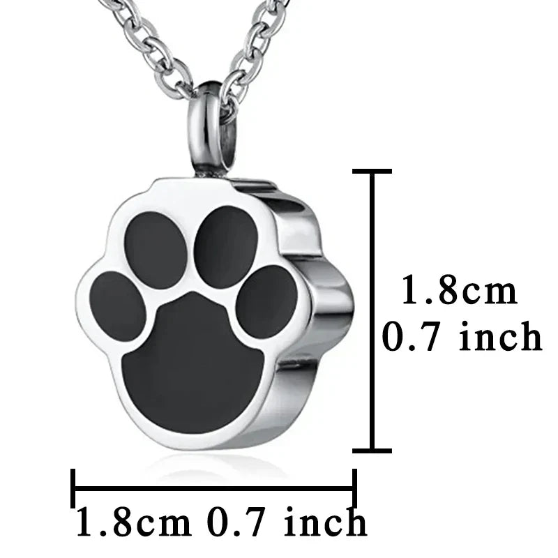 Pet Paw Print Cremation Necklace – Wearable Urn Memorial Pendant for Cat & Dog Ashes