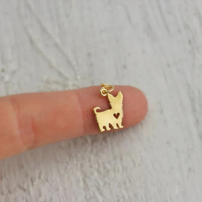 Cute Yorkshire Terrier Puppy Pendant Necklace – Stainless Steel Dog Jewelry