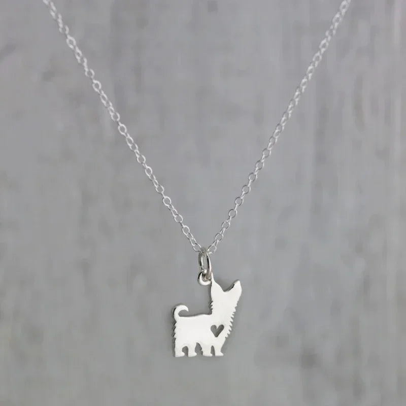 Cute Yorkshire Terrier Puppy Pendant Necklace – Stainless Steel Dog Jewelry