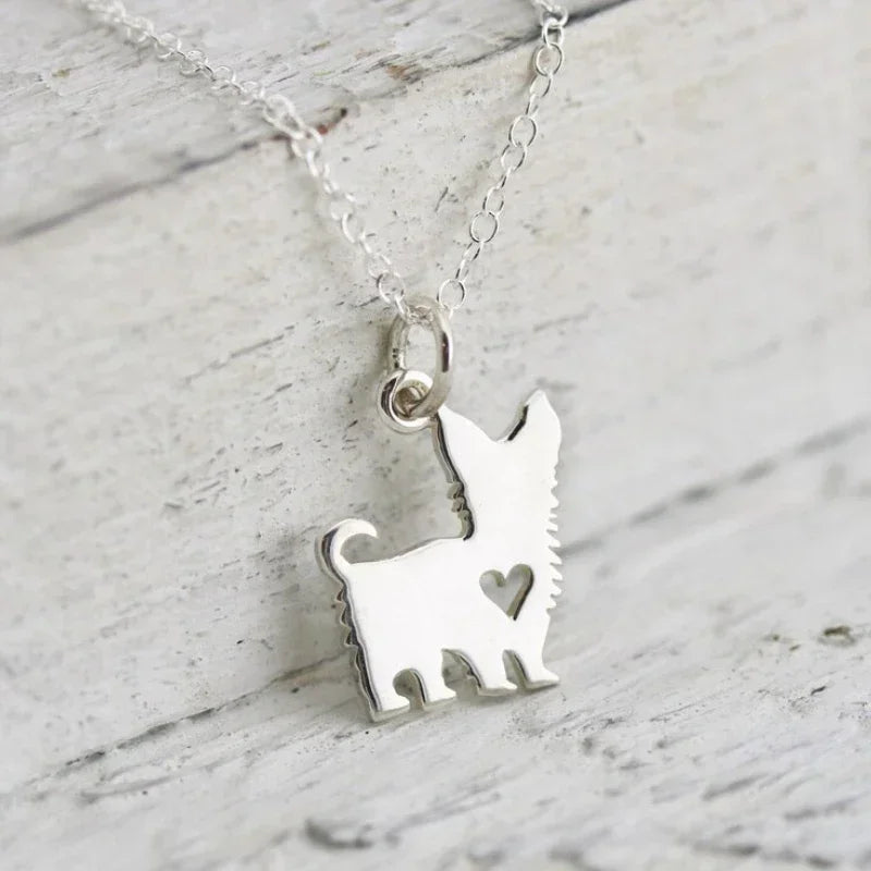 Cute Yorkshire Terrier Puppy Pendant Necklace – Stainless Steel Dog Jewelry