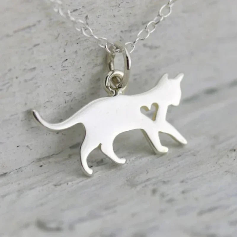 Stainless Steel Cat Memorial Necklace – Animal Jewelry for Women & Cat Lovers