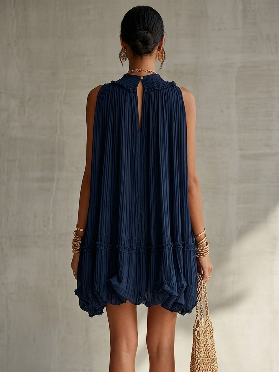 Primrose | Midnight Blue Ruffle Midi Dress