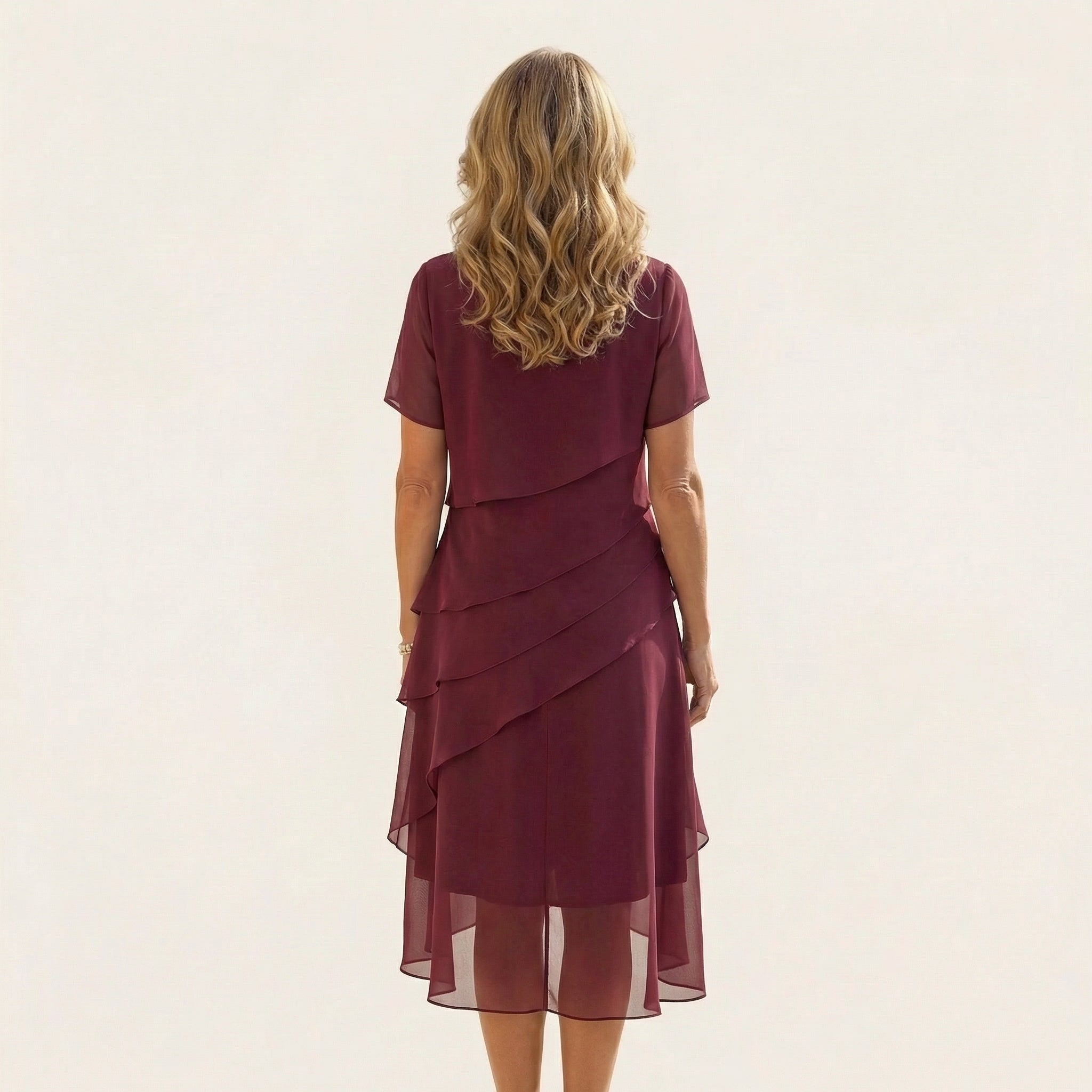 Angela | Tiered Chiffon Midi Dress