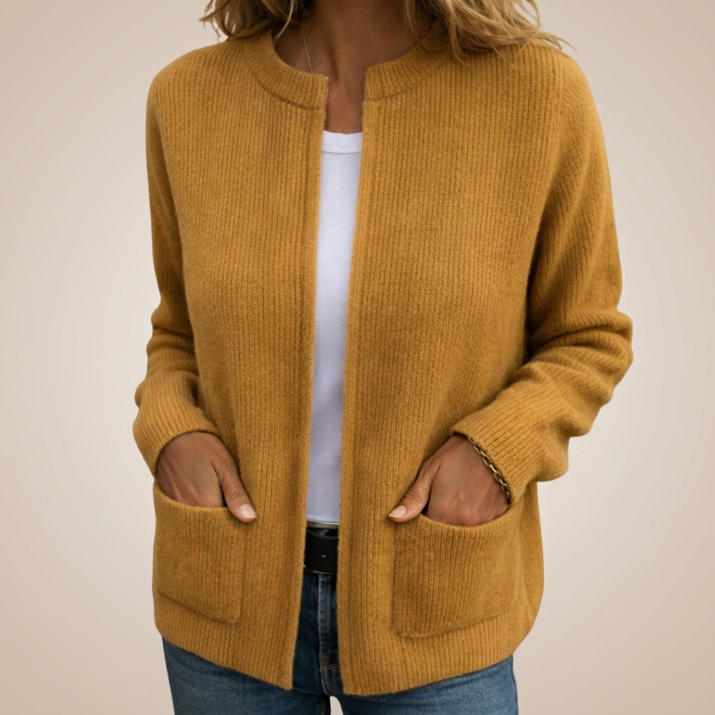 Colette | Warm Knitted Zip-Up Cardigan with Pockets