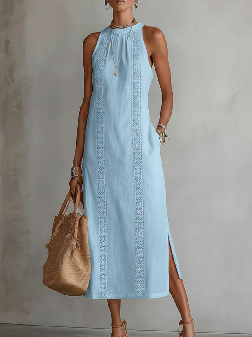Margot | Sleeveless Stand Collar Midi Dress