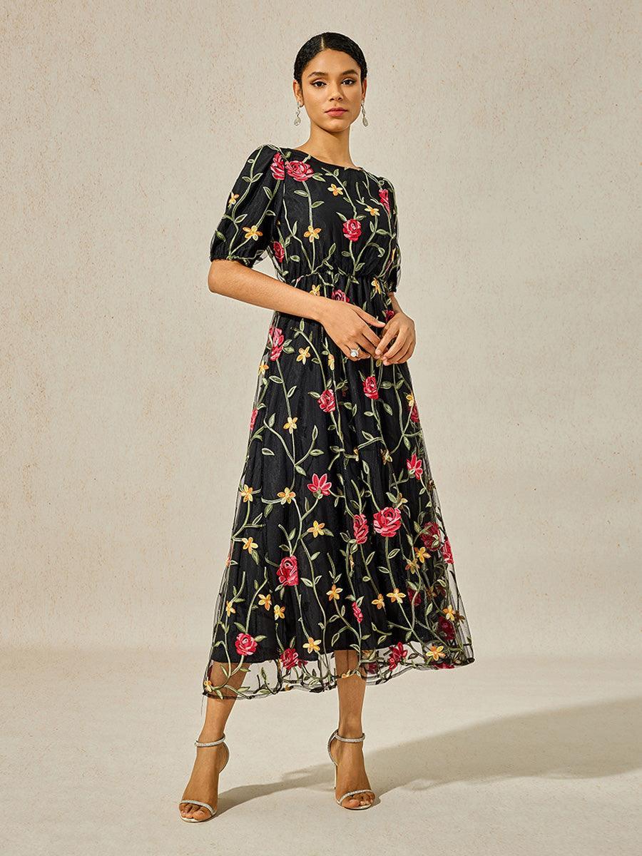 Leonora | Floral Lace Embroidered Maxi Dress