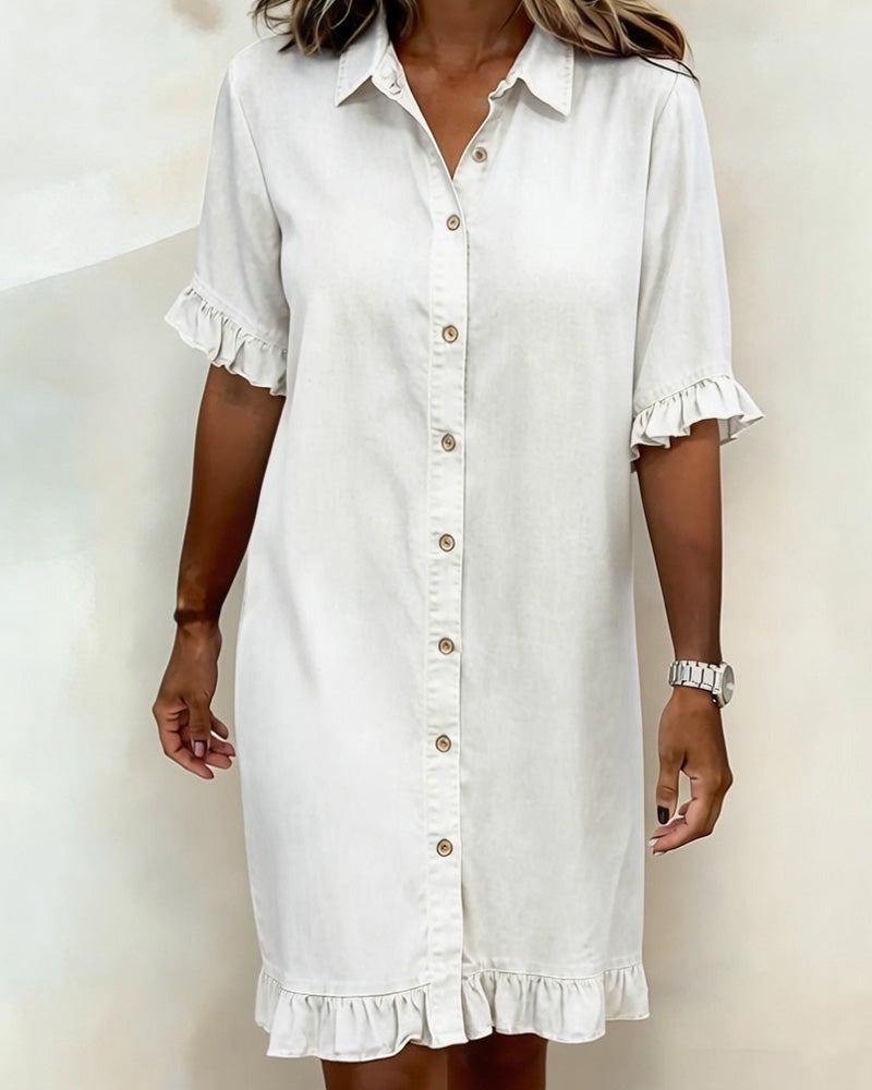 Aurelion® | Comfortable Denim Dress with Flattering Ruching