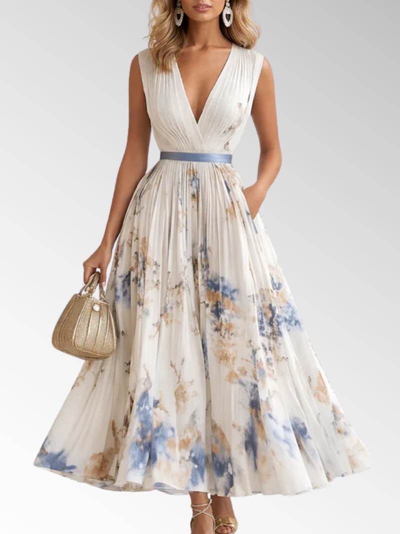 Rowella - Elegant Pleated Maxi Dress