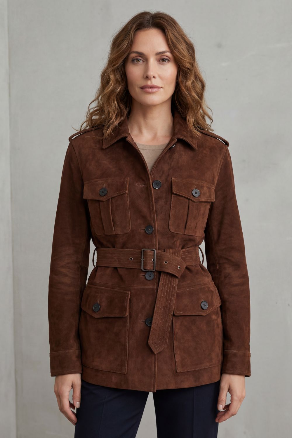 Valcarin – Belted suede style – Utility jacket