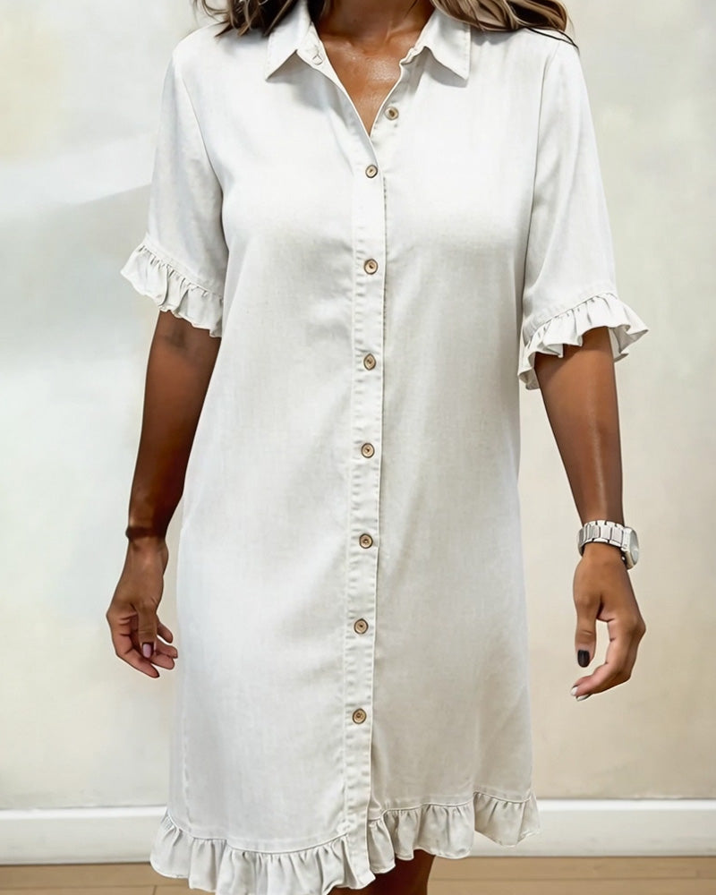 Aurelion® | Comfortable Denim Dress with Flattering Ruching