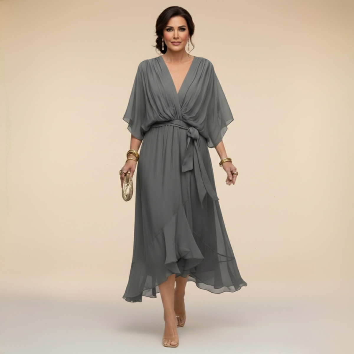 Verity | V Neck Midi Dress