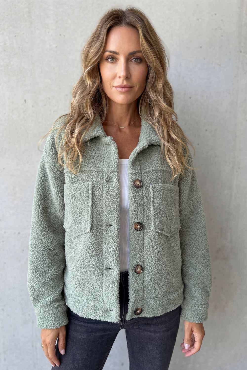 Floretta – Textured fleece style – Button-up jacket