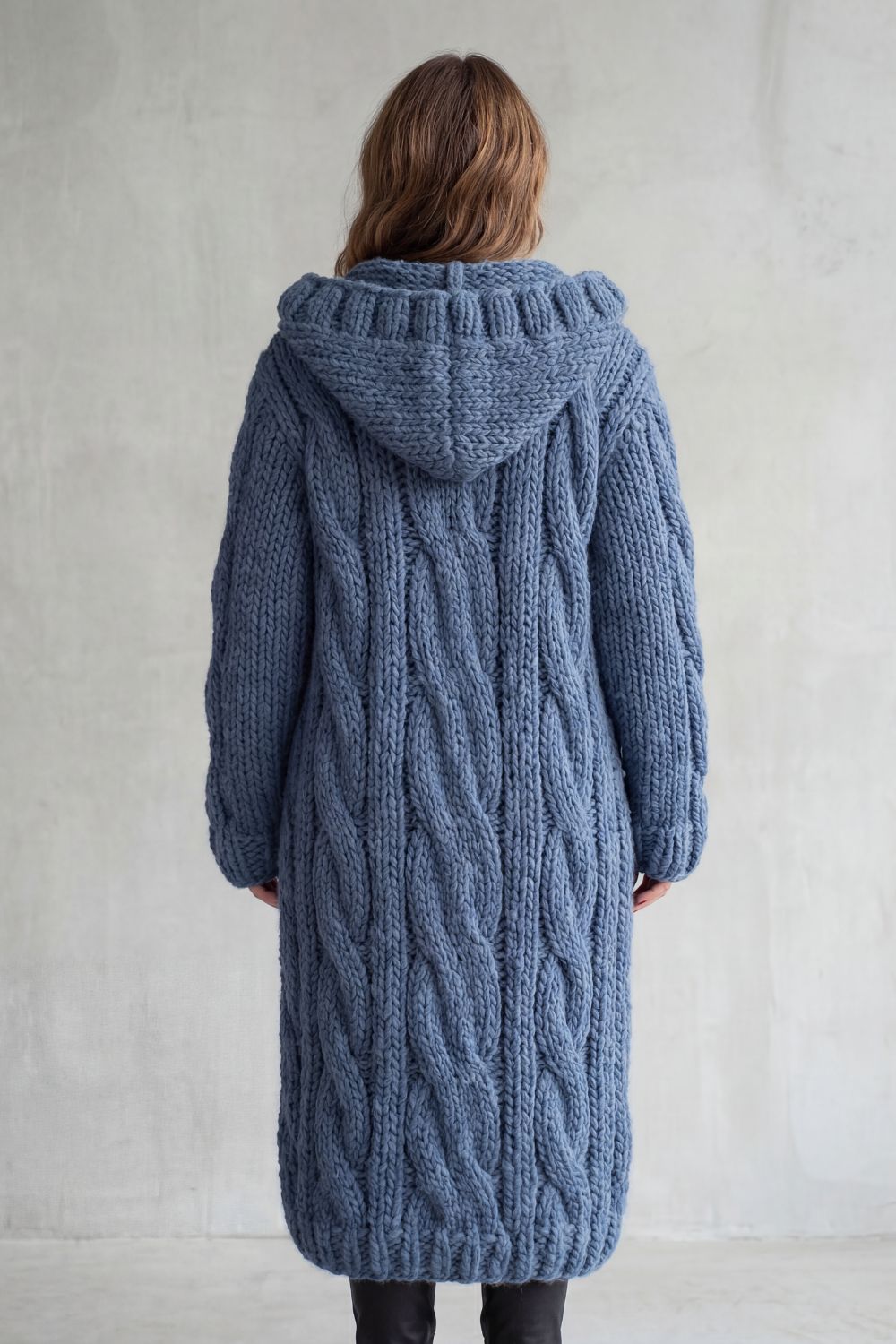 Karinaè – Oversized cable knit – Hooded cardigan coat