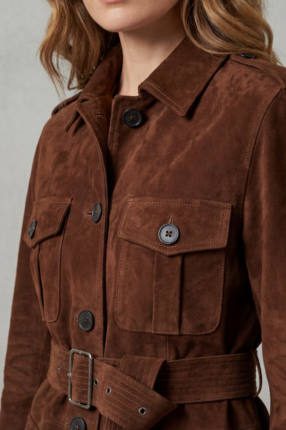 Valcarin – Belted suede style – Utility jacket