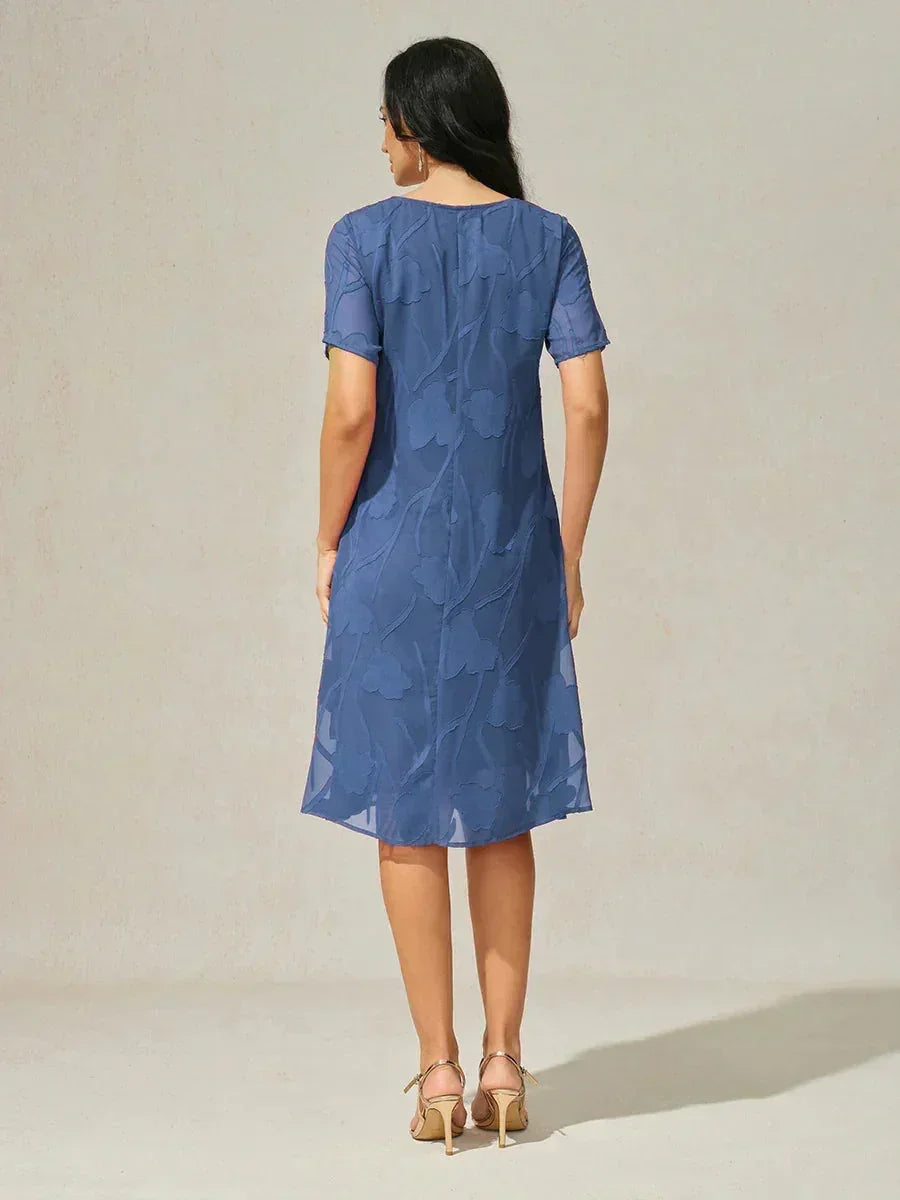Floral Print Sheer Chiffon Knee-Length A-Line Dress