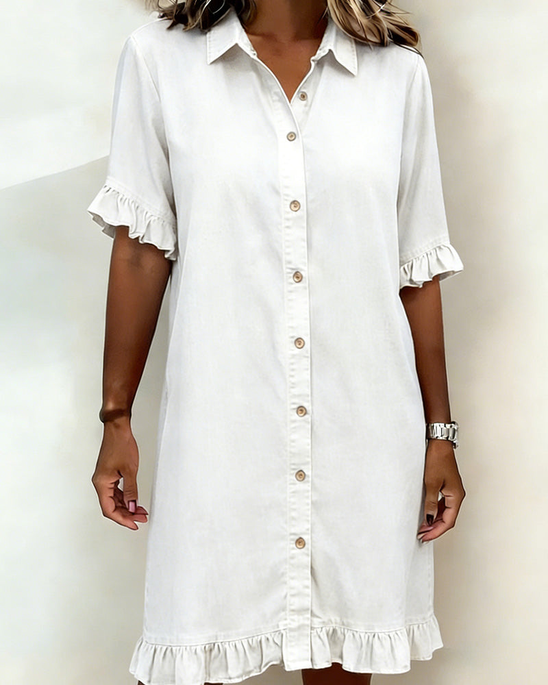 Aurelion® | Comfortable Denim Dress with Flattering Ruching