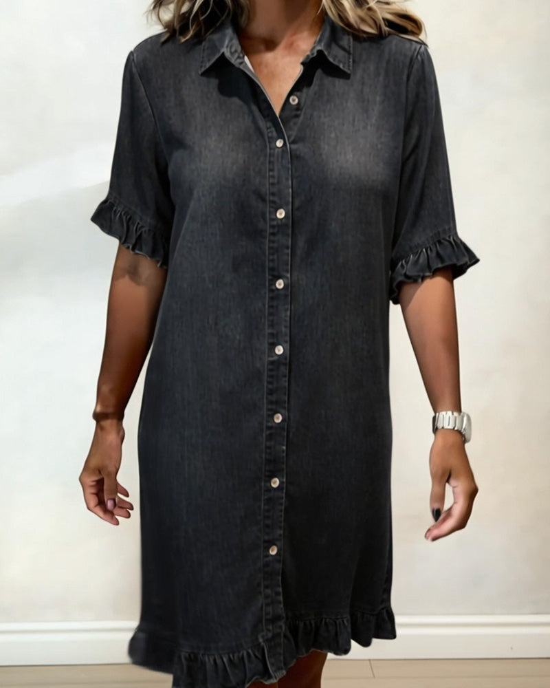Aurelion® | Comfortable Denim Dress with Flattering Ruching