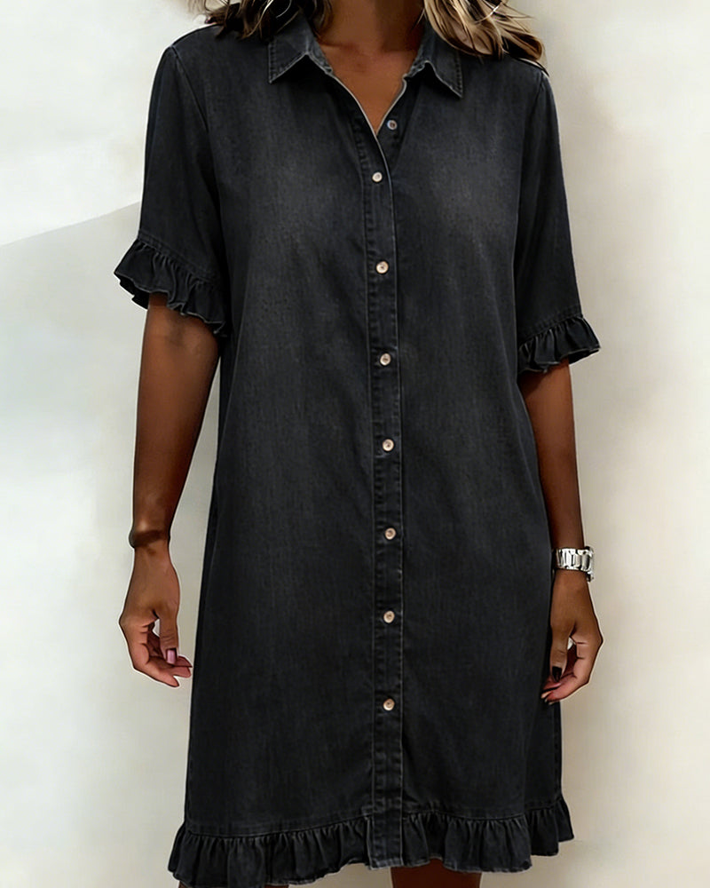 Aurelion® | Comfortable Denim Dress with Flattering Ruching