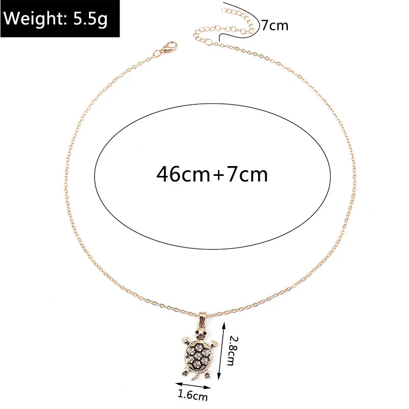 Cartoon Crystal Turtle Necklace – Cute & Sparkling Jewelry