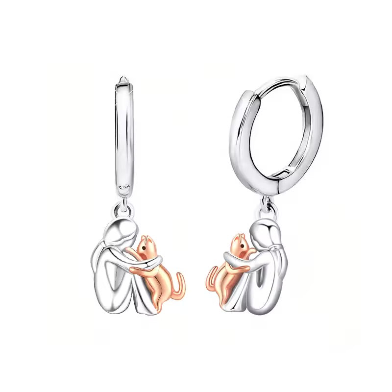 "Forever in Your Heart" Cat Hug Earrings