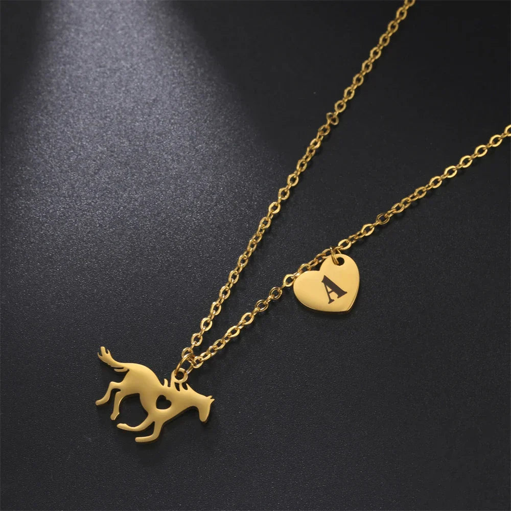 Horse Initial Necklace – Personalized Animal Jewelry