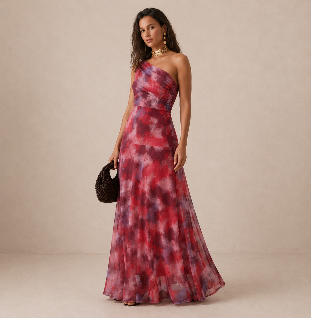 Thea | One Shoulder Print Maxi Dress