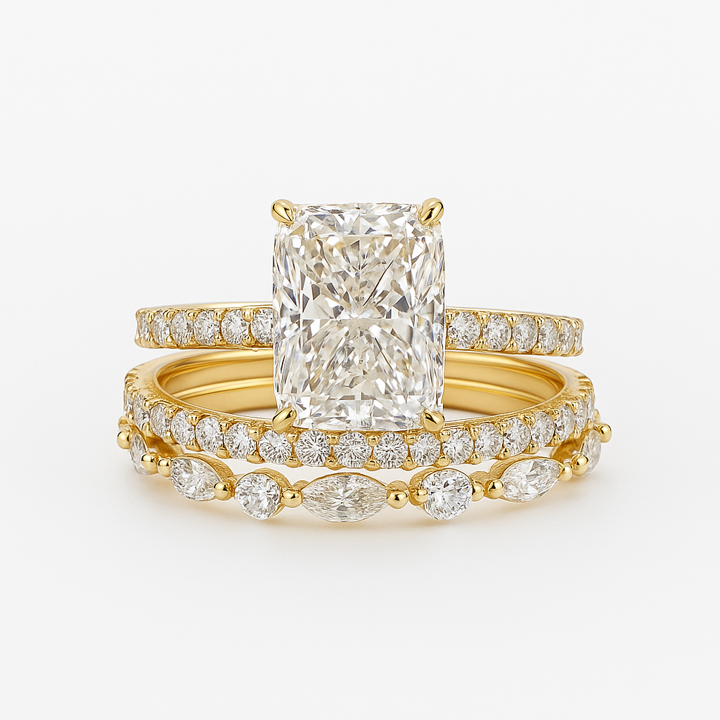 Jaily 3PC Wedding Ring Set | gold