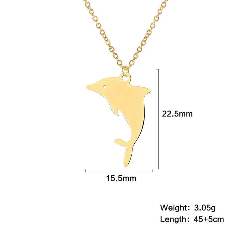 Dolphin Whale Octopus Pendant Necklace – Stainless Steel Marine Animal Jewelry for Women