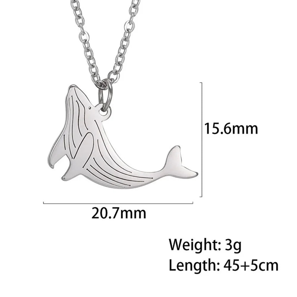 Dolphin Whale Octopus Pendant Necklace – Stainless Steel Marine Animal Jewelry for Women