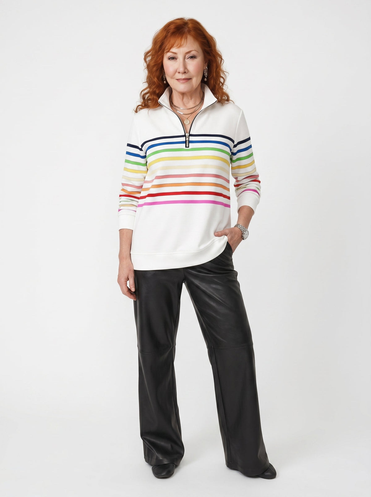 AOIFE | STRIPED ZIP-NECK EVERYDAY JUMPER