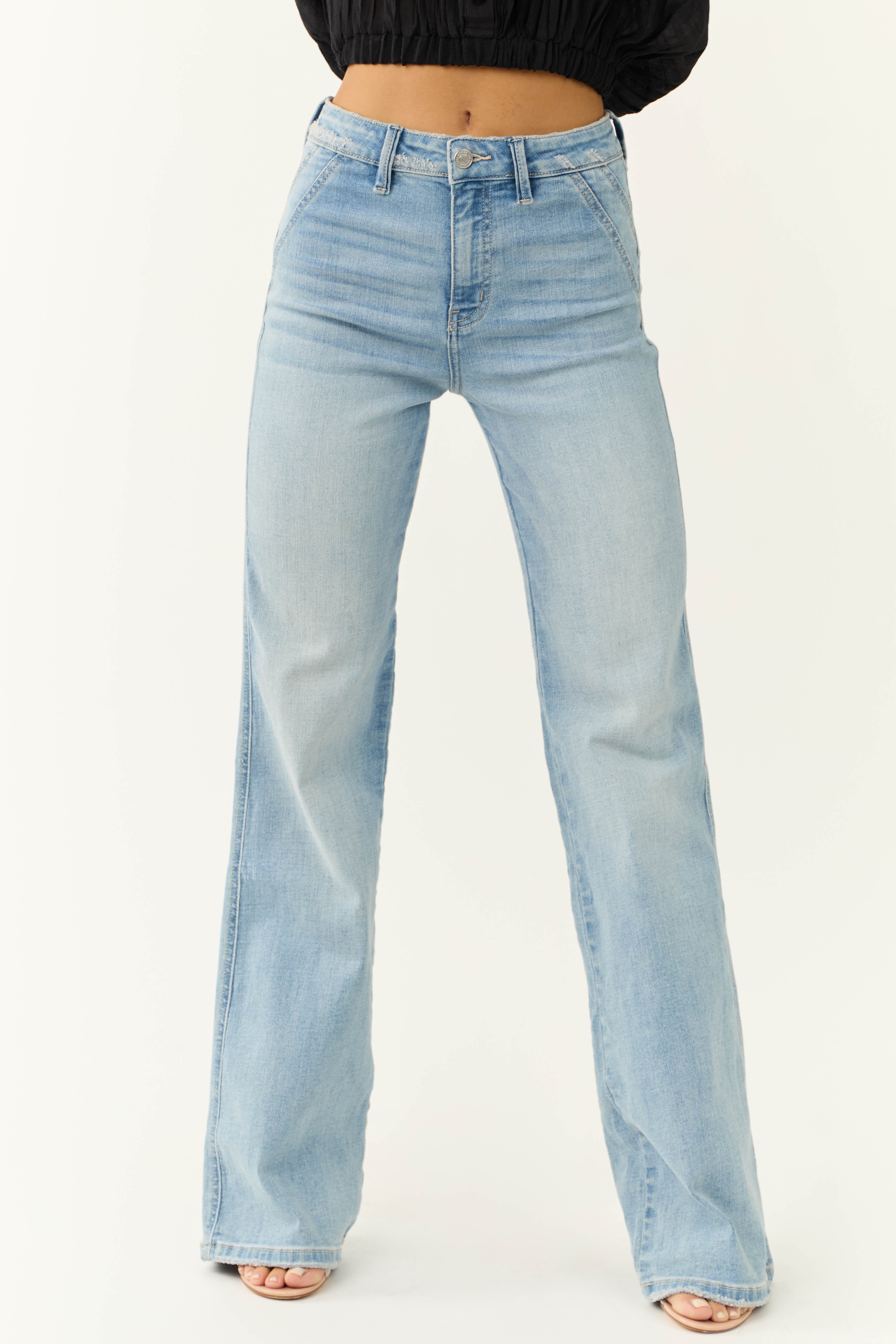 Elara | Flared Legs in Light Blue