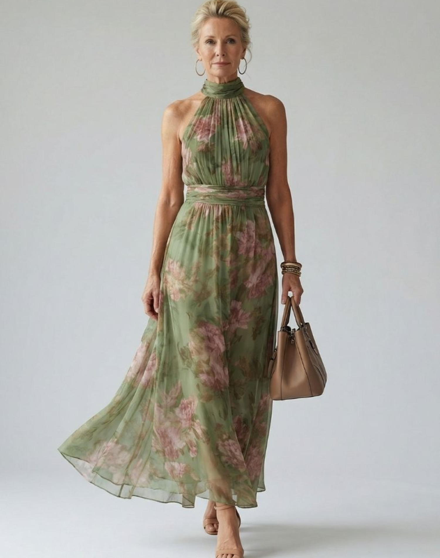 Mirelle | Gathered Halter Midi Dress