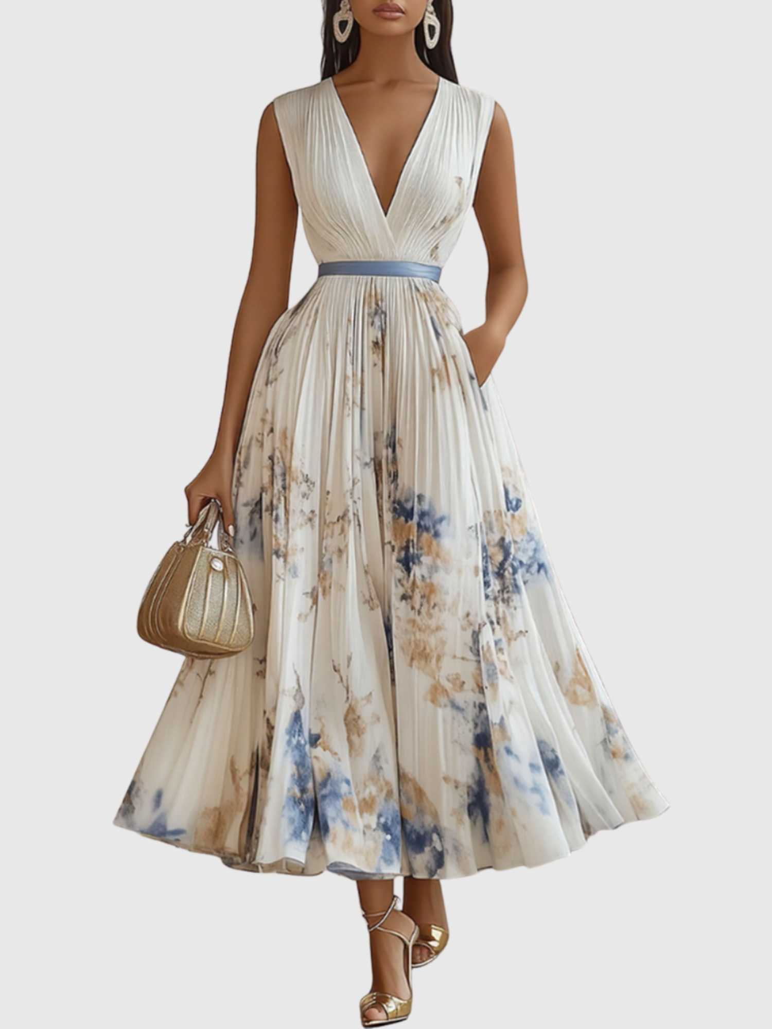 ROWELLA | ELEGANT PLEATED MAXI DRESS
