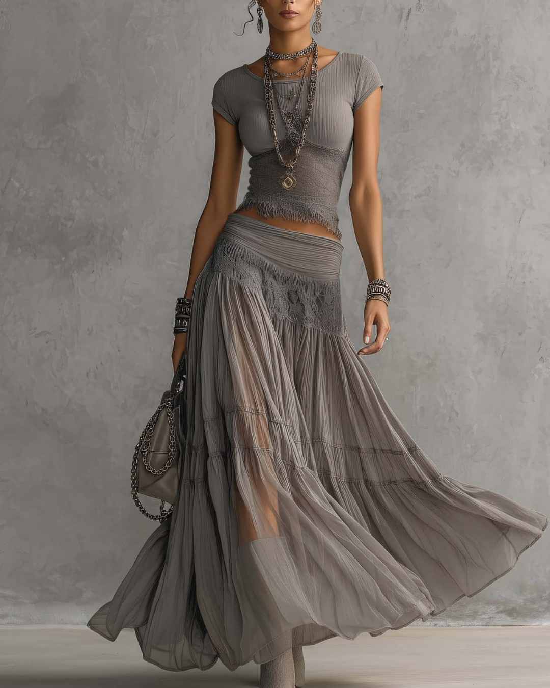 Rosalie | Elegant Lace Two-Piece Maxi Set