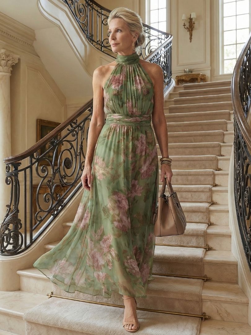 Charlotte-Rose | Halter Floral Midi Dress