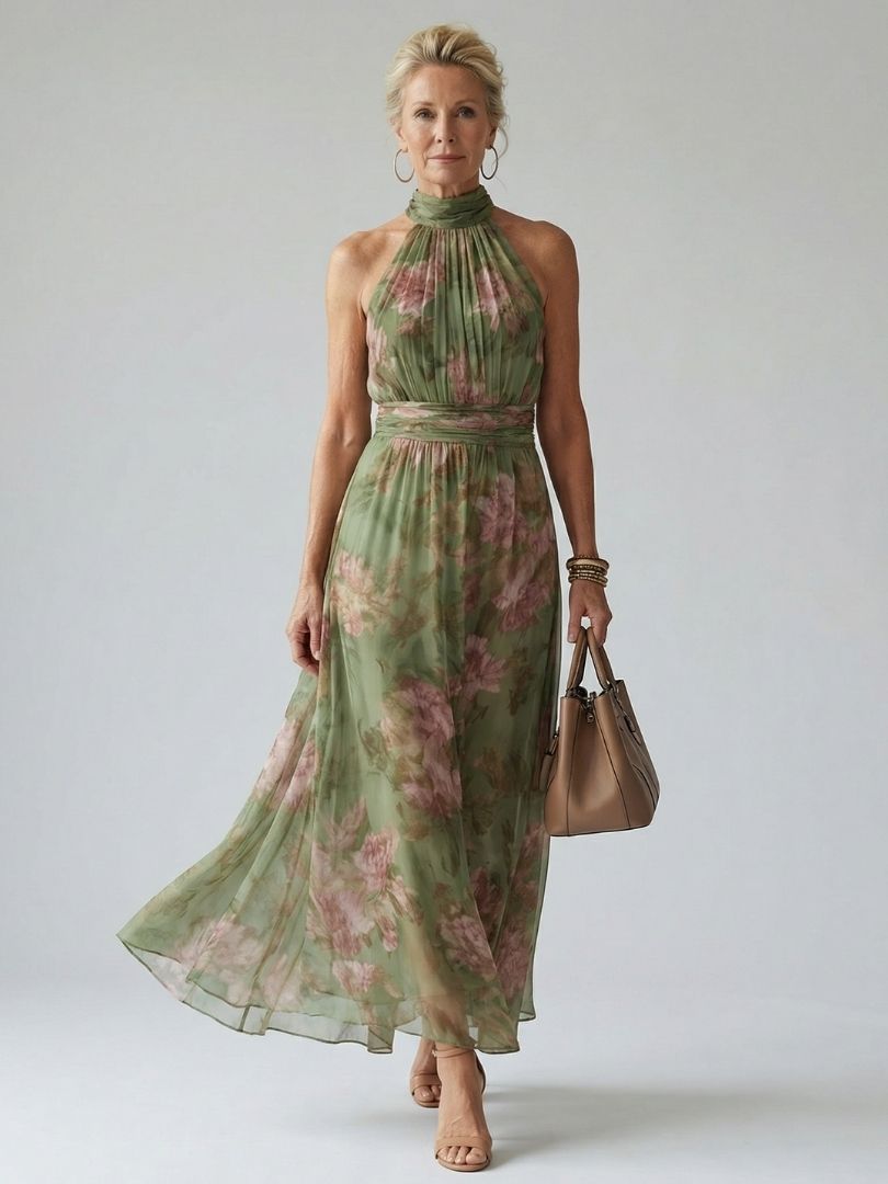Charlotte-Rose | Halter Floral Midi Dress